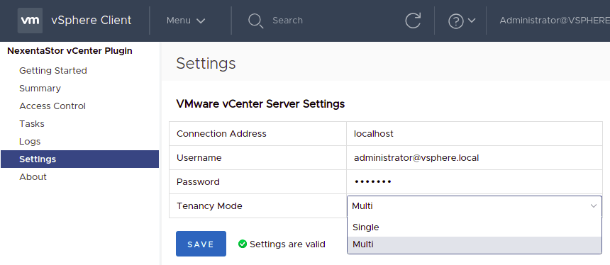 Configuring multi-tenancy screenshot